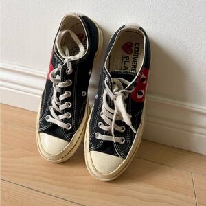 Comme des Garcons PLAY Black Canvas Sneakers with Red Heart